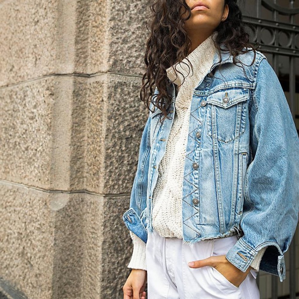 NEW Free People Indira Crop Denim Jacket $128 XS - Picture 5 of 9